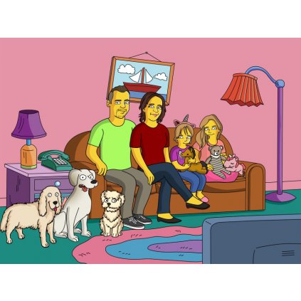 Karikatura žlutá rodinka