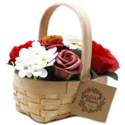 Mydlové kvety červené - darčekový košík