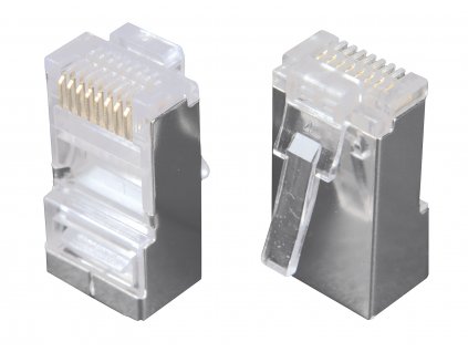 Konektor RJ45 CAT5E STP 8p8c stíněný zl.50µ na drát/licnu