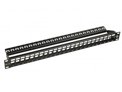 10G modulární neosazený patch panel Solarix 24 portů STP černý 1U