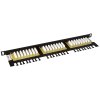 Patch panel Solarix 24xRJ45 CAT6 UTP s vyvazovací lištou černý 0,5U