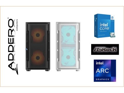 Cougar Uniface Black+White RGB + i5 14 + ASRock + Arc