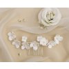 Svatební hřeben do vlasů s bílými květy a perlami
