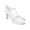 Svatební lodičky Cassie na vysokém úzkém podpatku 8 cm, zdobené jemnými krystalky a s otevřenou špičkou v barvě ivory