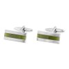 obdélníkové úzké manžetové knoflíčky v barvě stříbrné s nádherným zeleným proužkem uprostřed