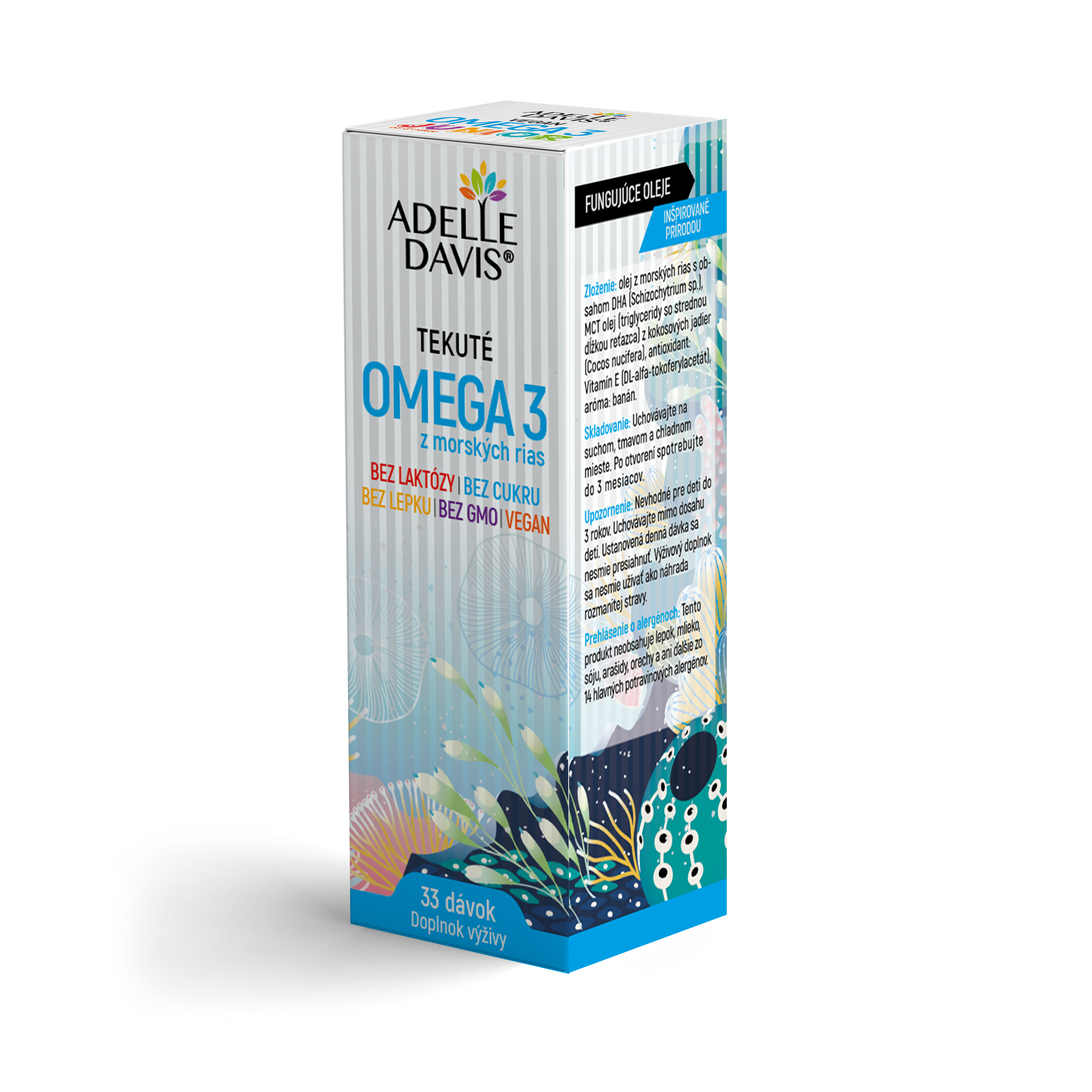 Tekuté Omega 3 z morských rias, 33 dávok