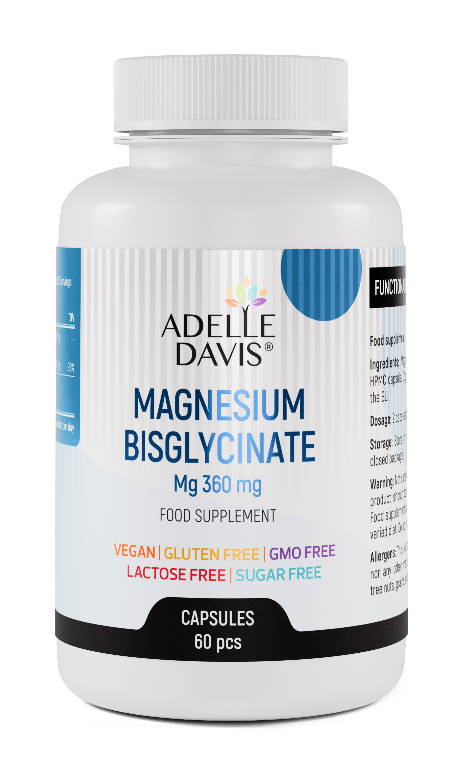 Adelle Davis - Magnézium Bisglycinát 360 mg, 60 kapsúl