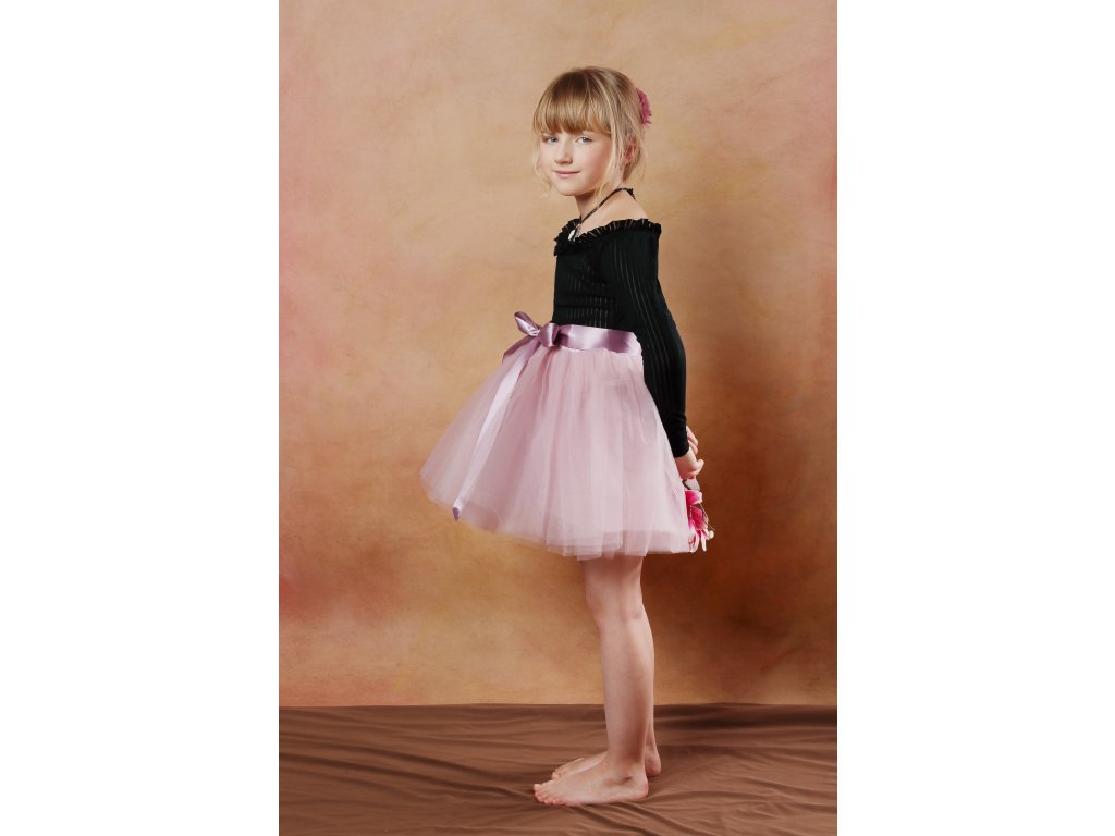 Tutu sukně tylová dětská - starorůžová - délka 35 cm a 50 cm - družička