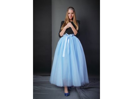Tutu sukně tylová dámská maxi - světle modrá