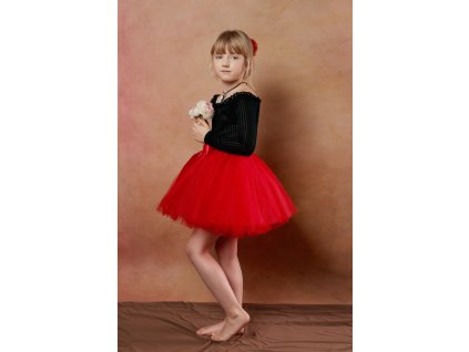 Tutu sukně tylová dětská - červená - délka 35 cm a 50 cm