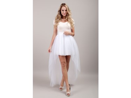 Tutu sukně tylová s vlečkou - svatební bílá - 4 vrstvy tylu