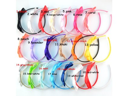 20pcs lot Mix Color Chic European Girl Hair Clasp with Large Satin Ribbon Bow Plastic Headband