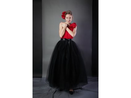 Tutu sukně tylová dámská maxi - černá - délka 100 cm - na plesy