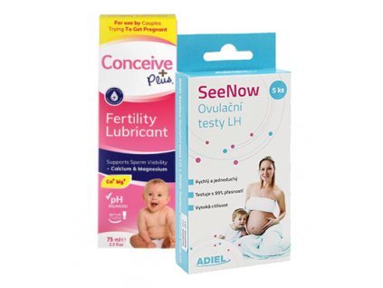 Plodné dny SeeNow a podpora otěhotnění ADIEL SeeNow ovulační testy LH, gel Conceive Plus