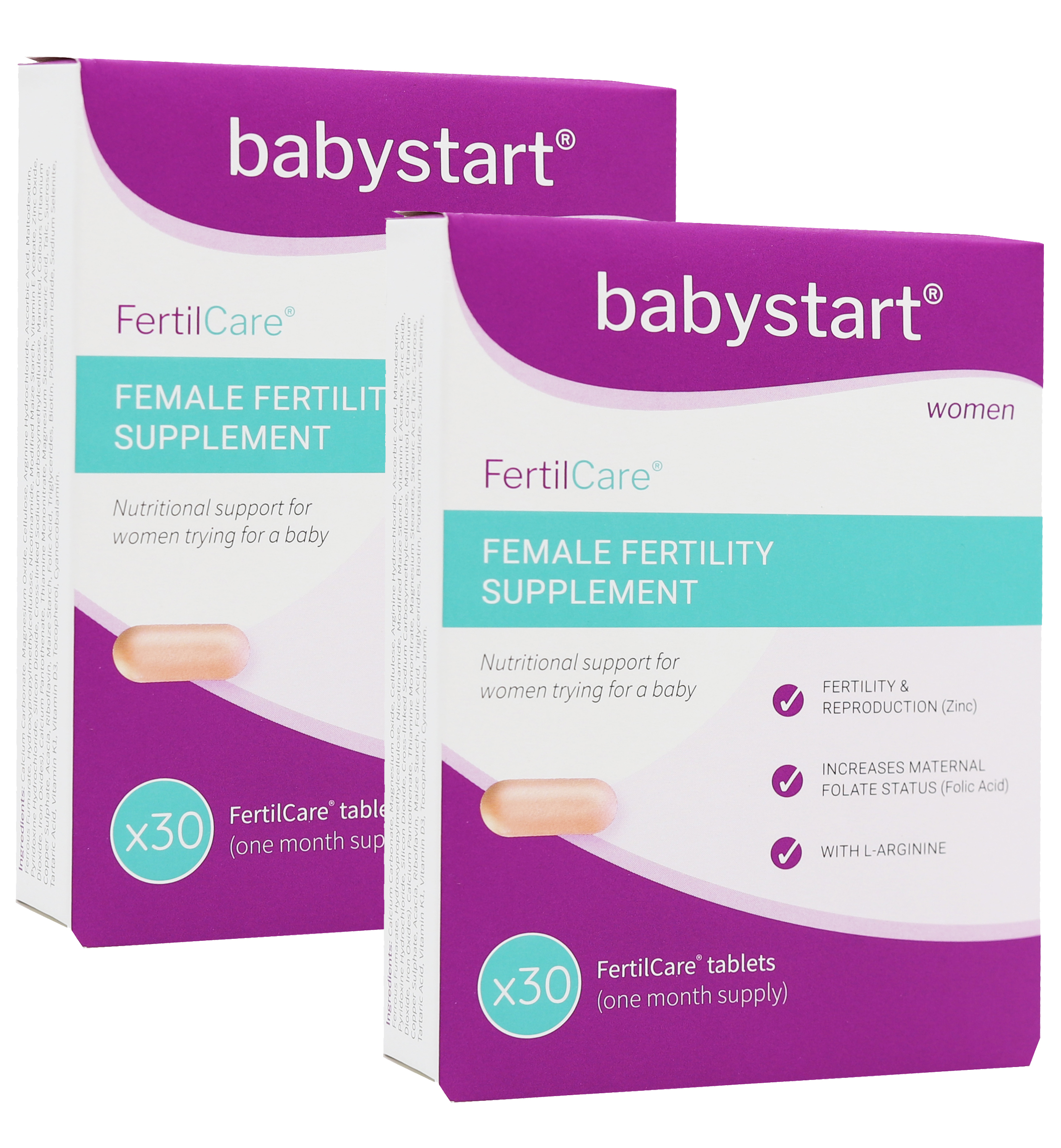 E-shop Babystart FertilCare vitamíny pre ženy s kyselinou listovou 30 tbl. 2 ks v balenie: 2x30 tabliet