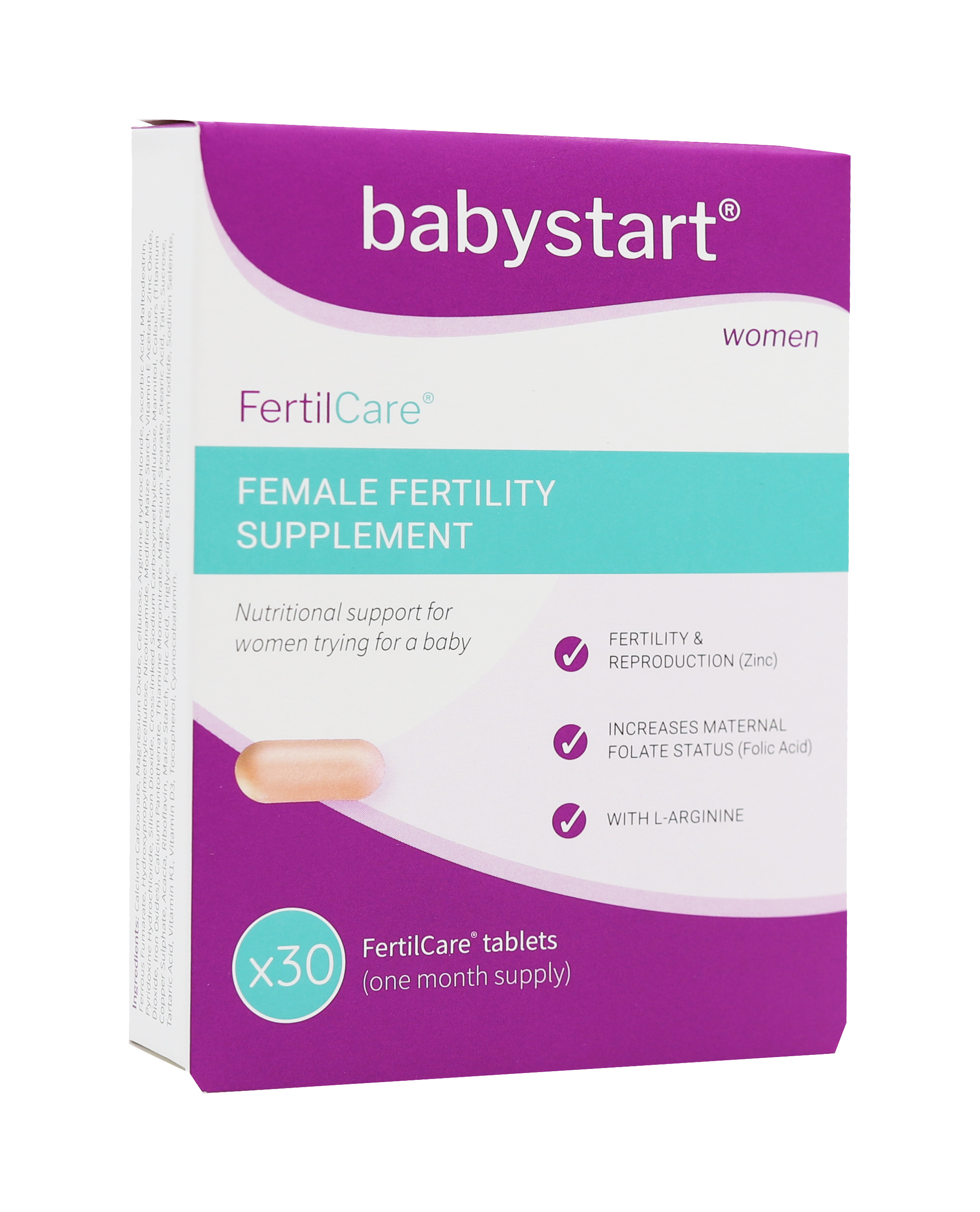 Babystart FertilCare vitamíny pre ženy s kyselinou listovou 30 tbl. 1 ks v balenie: 1x30 tabliet