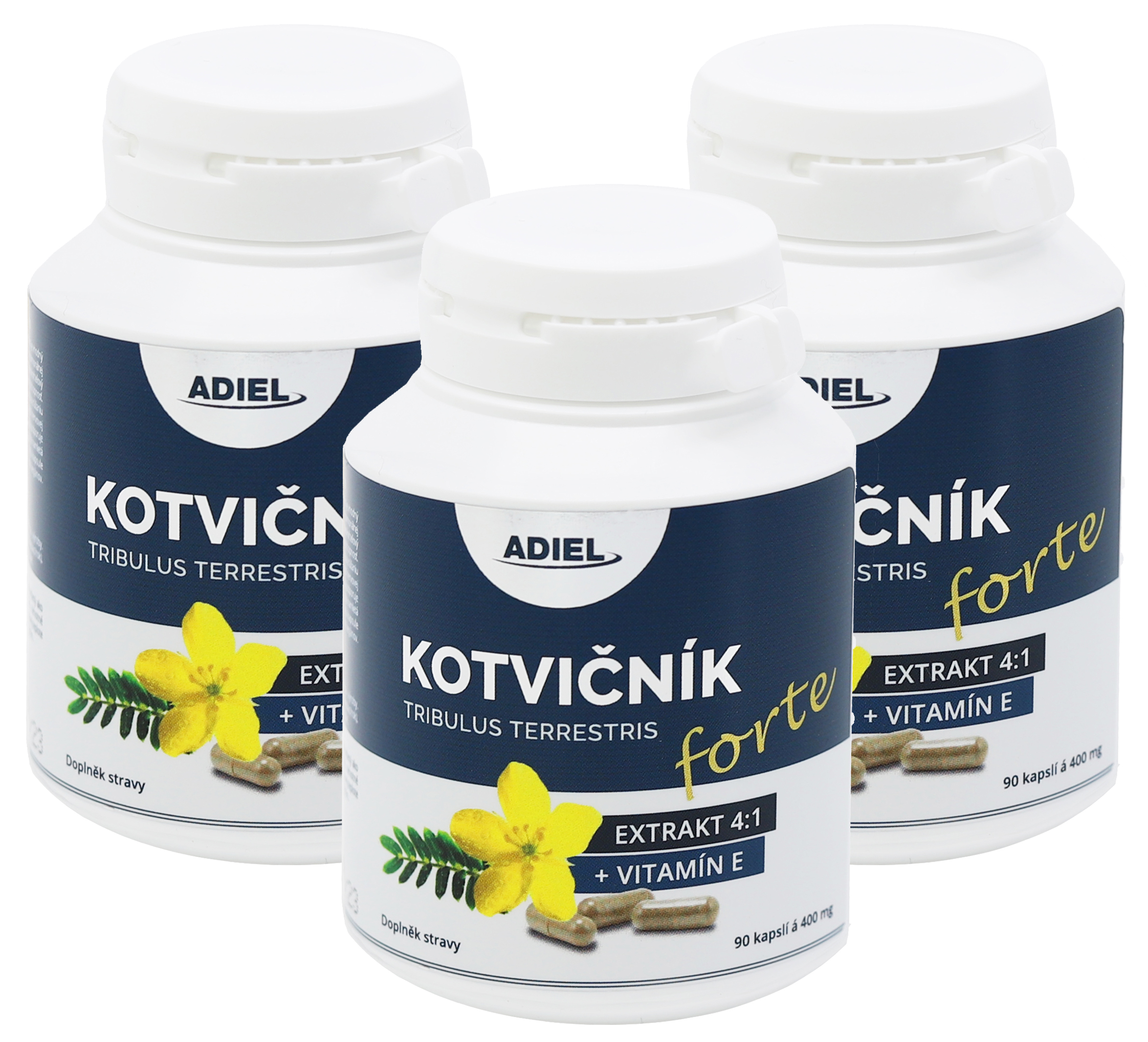 ADIEL Kotvičník zemný FORTE s vitamínom E 90 kapslí 3 ks v balenie: 3x90 kapslí