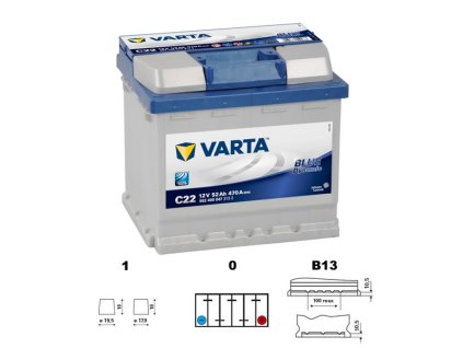 autobaterie VARTA  Blue dynamic            52Ah   12V   470A     207x175x190