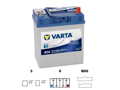 autobaterie VARTA  Blue dynamic  Asia   40Ah   12V   330A     187x127x227   slabé jap.poly