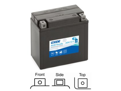 motobaterie EXIDE   AGM naplněná z výroby   12V     9Ah   120A   135x75x140 LEVÁ
