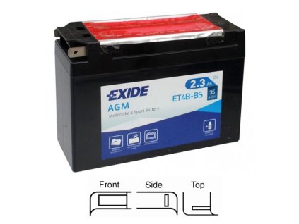 motobaterie EXIDE   AGM suchá, přednabitá   12V    2,3Ah   35A   115x40x85 LEVÁ