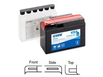 motobaterie EXIDE   AGM suchá, přednabitá   12V    2,3Ah   35A   115x50x85 LEVÁ