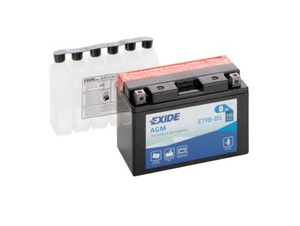 motobaterie EXIDE   AGM suchá, přednabitá   12V    8Ah   110A   150x70x105 LEVÁ