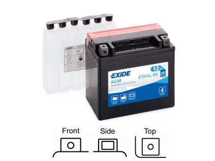 motobaterie EXIDE   AGM suchá, přednabitá   12V   12Ah   200A   150x90x145