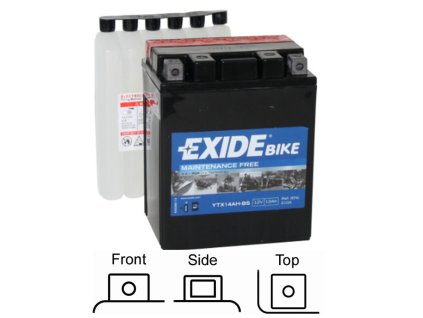 motobaterie EXIDE   AGM suchá, přednabitá   12V   12Ah   210A   135x90x165 LEVÁ