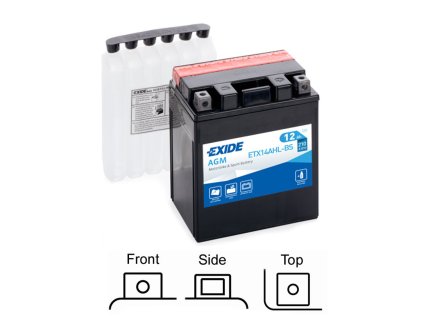 motobaterie EXIDE   AGM suchá, přednabitá   12V   12Ah   210A   135x90x165