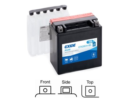 motobaterie EXIDE   AGM suchá, přednabitá   12V   18Ah   230A   150x87x161 LEVÁ