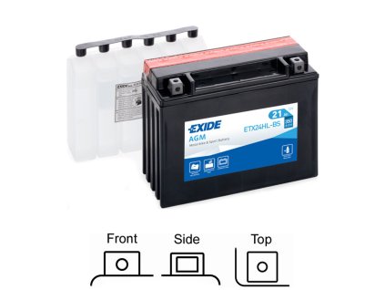 motobaterie EXIDE   AGM suchá, přednabitá   12V   21Ah   350A   205x90x165