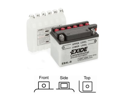 motobaterie EXIDE   suchá, přednabitá   12V    4Ah   50A   120x70x95