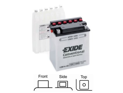 motobaterie EXIDE   suchá, přednabitá   12V   14Ah   130A   135x90x165