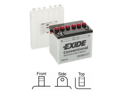motobaterie EXIDE   suchá, přednabitá   12V   24Ah   220A   185x125x175