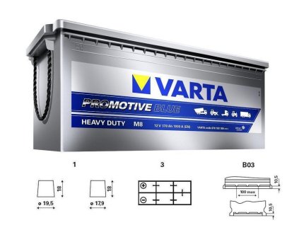 autobaterie VARTA  Promotive BLUE    170Ah  12V  1000A   513x223x223   spodní uchycení