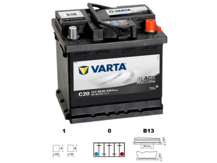 autobaterie VARTA  Promotive BLACK  55Ah  12V   420A     242x175x190