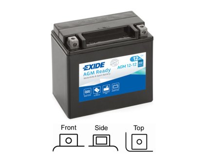 motobaterie EXIDE   AGM naplněná z výroby   12V   12Ah   200A   150x90x145 LEVÁ