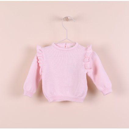 Wedoble pletený svetr s volánky růžový