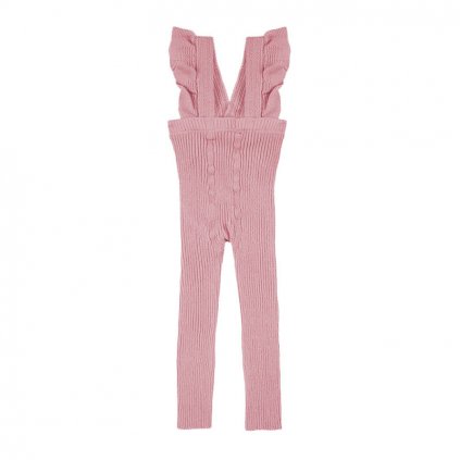 flounced suspender cotton leggings pale pink
