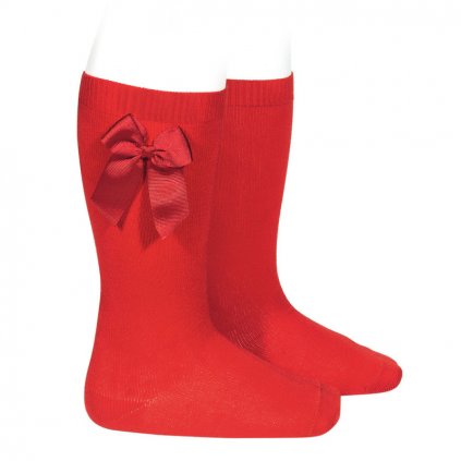knee high socks with grossgrain side bow red