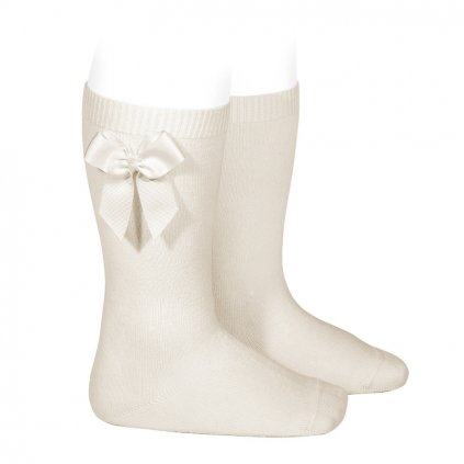 knee high socks with grossgrain side bow linen