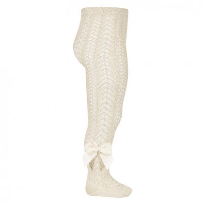 perle openwork tights with bow linen