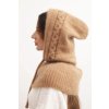 slo pl Damska ciapka s kapucnou a vazobnym opletenim tmavo kamelova 36368 2