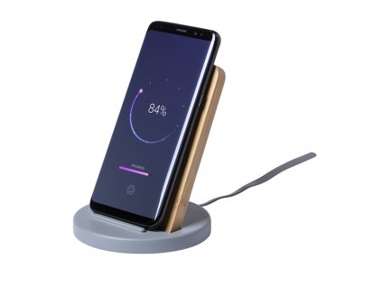M721849 a/STOJÁNKY NA TELEFONY S BEZDTRÁTOVÝM NABÍJENÍM/ REKLAMNÍ ELEKTRONICKÉ DÁRKY/ REKLAMNÍ POTISK / CHYTRÉ REKLAMNÍ DÁRKY/ ŠEDÁ