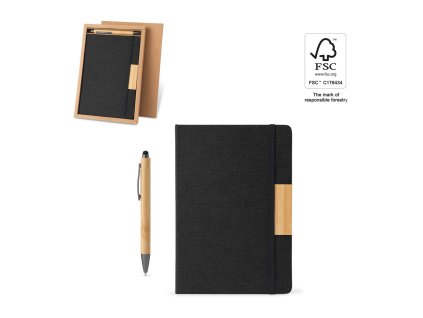 R93655 / ZÁPISNÍK A5 + PERO/ RPET EKOLOGICKÉ ZÁPISNÍKY A BLOKY, S CERTIFIKÁTEM FSC