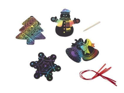 B08135 d/ VÁNOČNÍ ŠKRÁBACÍ DUHOVÉ OZDOBY NA STROMEK/ VÁNOČNÍ DÁRKY PRO DĚTI/ ADONAI.CZ