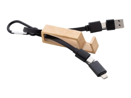 M864060 10/USB KABELY JAKO PŘÍVĚSKY NA KLÍČE, S KARABINKOU,Teleskopický USB nabíjecí kabel s karabinou, v plastovém obalu z pšeničné slámy a bambusovém pouzdře. S konektory micro USB, USB-C a Lightning. Se vstupy USB a USB-C