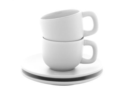 M800552 01/ ŠÁLKY NA ESPRESSO, 85 ML V DÁRKOVÉ KRABIČCE Z HNĚDÉHO KRAFTOVÉHO PAPÍRU, SADA ŠÁLKŮ A PODŠÁLKŮ NA MALOU KÁVU, BÍLÉ, BAREVNÉ ŠÁLKY, BÍLÁ