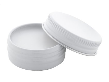 M845190 01/ VANILKOVÝ BALZÁM SPF 15/ VEGANSKÉ KOSMETICKÉ VÝROBKY, RPET PLECHOVKA, ŠROUBOVACÍ VÍČKO, BÍLÁ